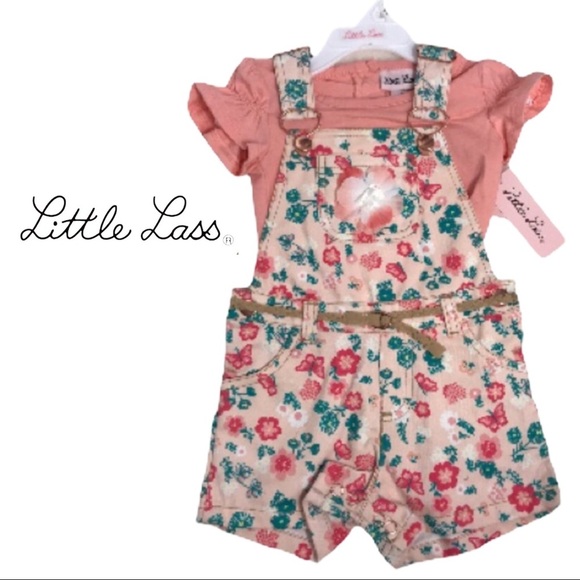 NWT Floral Shortalls & Coral Short-Sleeve Top - Picture 1 of 10
